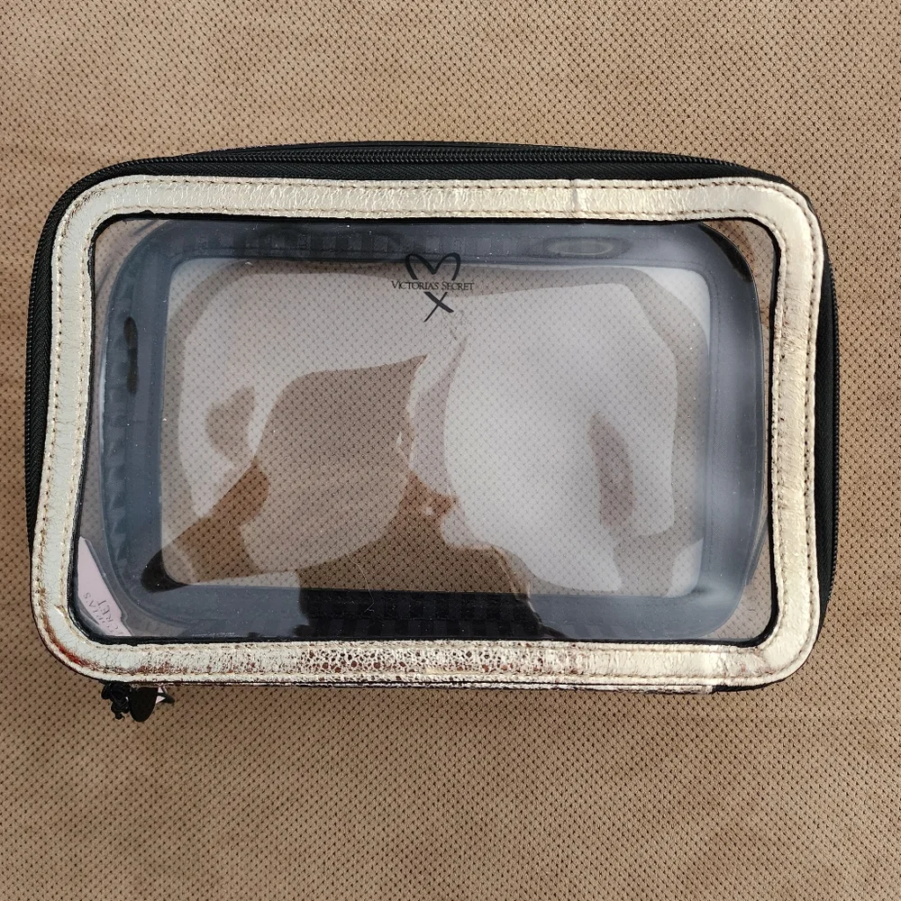 Victoria's Secret makeup case bag set metallic crackle